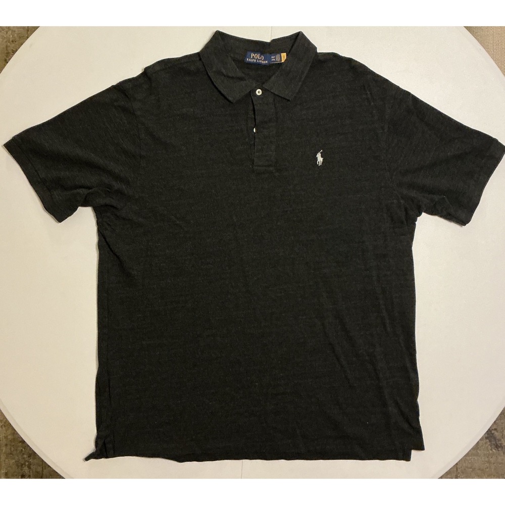 Polo Ralph Lauren Shirt Mens 2XLT Charcoal Grey Heather Cotton‎ Pony Preppy